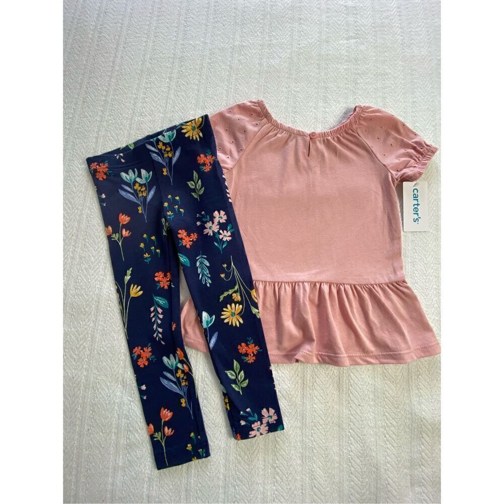 CARTER’S Girl’s 2T Peplum Tee & Floral Leggings Set - Picture 6 of 7